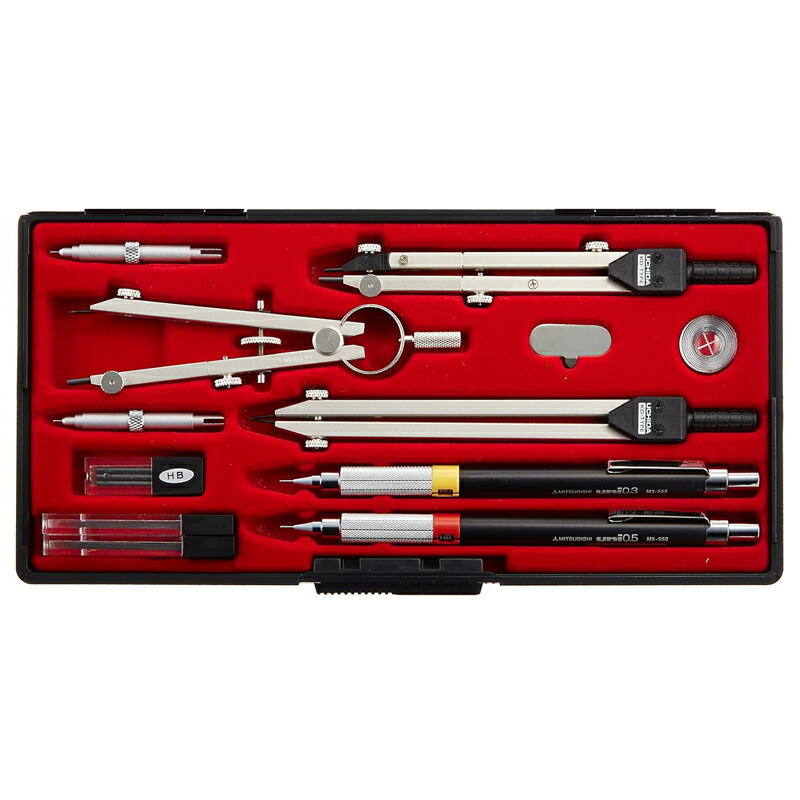 楽天市場】ウチダ KD型製図器 SEセット 14品組 鉛筆製図セット [ 010