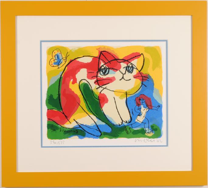 絵画 マイケルルー シルクスクリーン 横たわる裸婦 ポップアート 絵画 猫 犬 シルクスクリーン 版画 マイケル・ルー