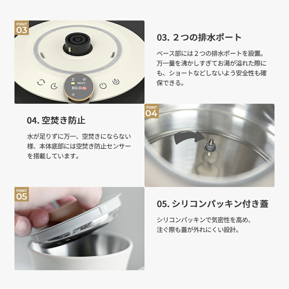 楽天市場】電気ケトル 熱感応変色 600/900ml【世界バリスタ監修