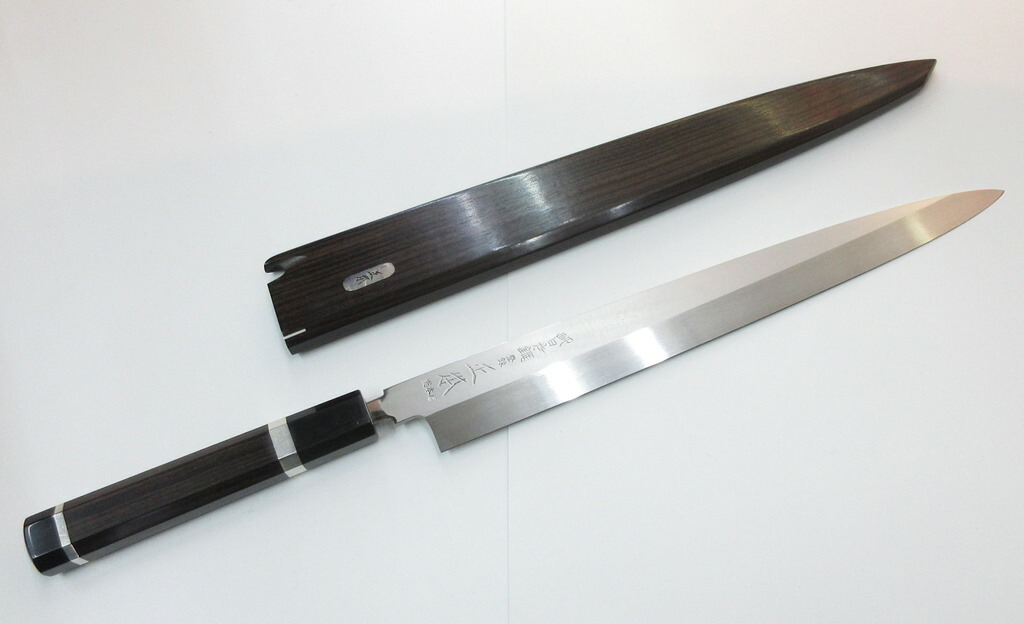 誠貴作 青鋼積層鋼 黒檀柄 柳刃 尺 お買い得 誠貴作 青鋼積層鋼 黒檀柄