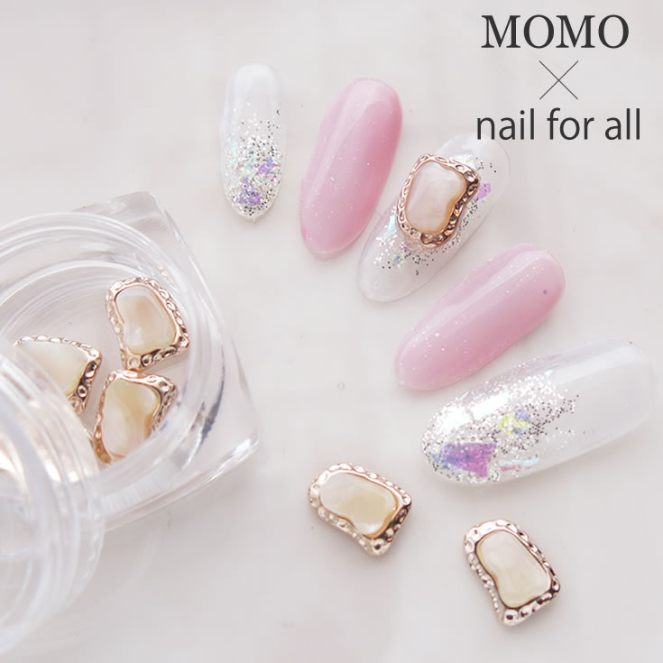 楽天市場】MOMOネイルパーツ 天然石風フレーム 6個入り（メール便可