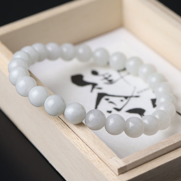 楽天市場】ブレスレット 約8ミリ 白ビルマ翡翠 桐箱付き