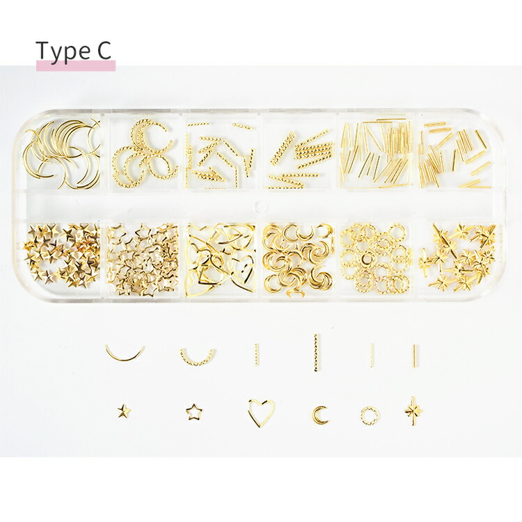 楽天市場】豪華！12種ネイルパーツセット 選べる3タイプ ネイル用品