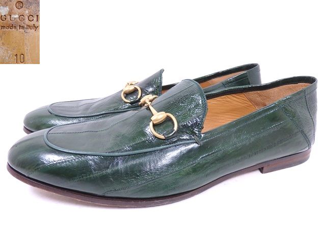 楽天市場】イタリア製 GUCCI ビットローファー 緑 10/28cm グッチ