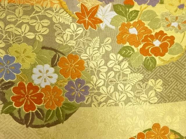 楽天市場】 佐賀錦横段に花輪模様織出し袋帯【中古】【着】 : Kimono
