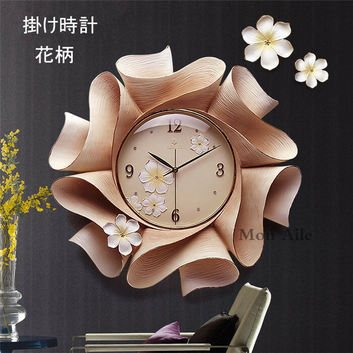 楽天市場】掛け時計 壁掛け時計 花柄 おしゃれ 彫刻 手作り セラミック