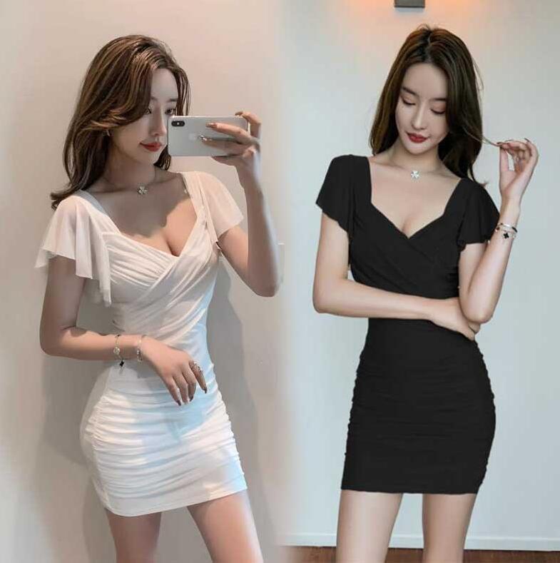 楽天市場】【全7色】袖あり ミニワンピース 胸元 セクシー マイクロ