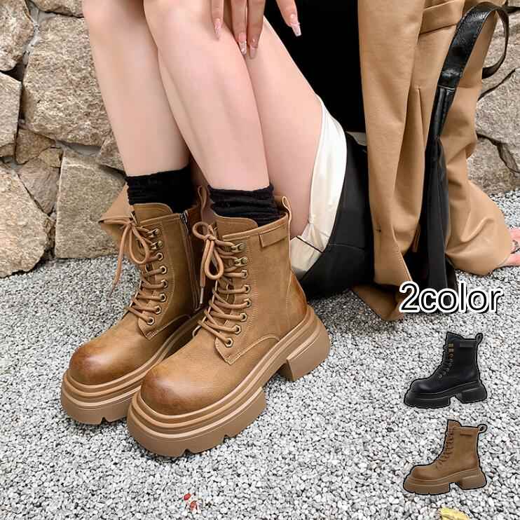 楽天市場】ショートブーツ レディース 編み上げ レースアップブーツ