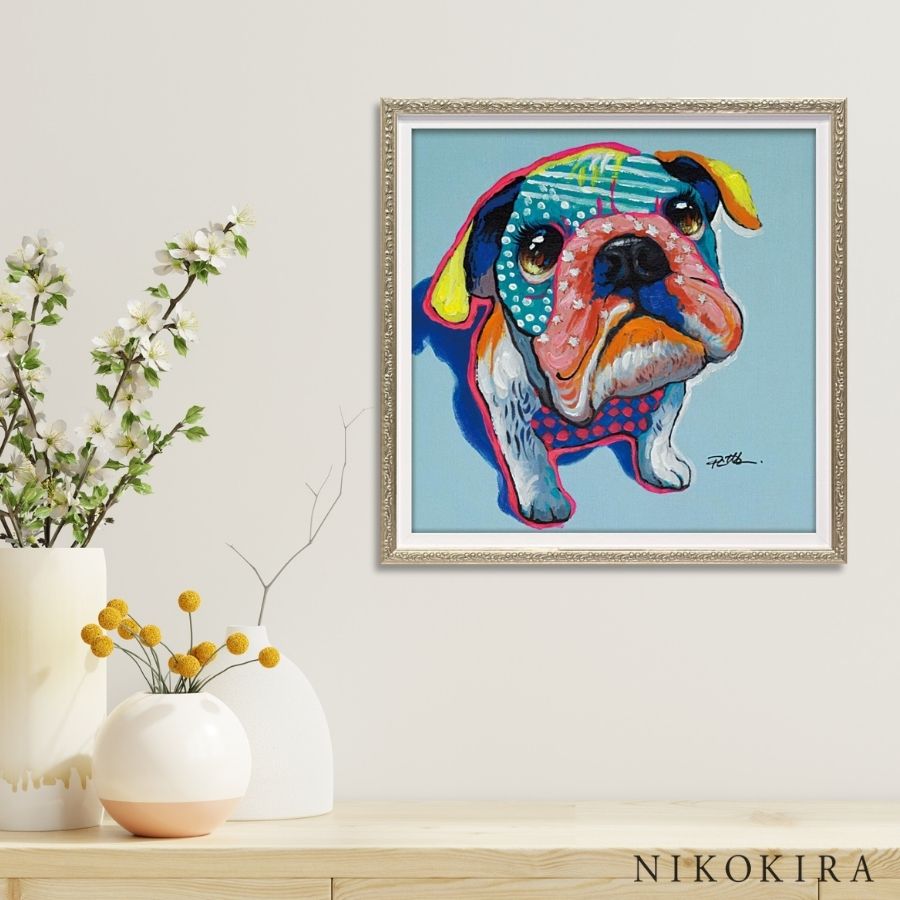 油絵 菅家令子 絵 絵画インテリア uF6-071719 子犬女の子蟻んこちゃん