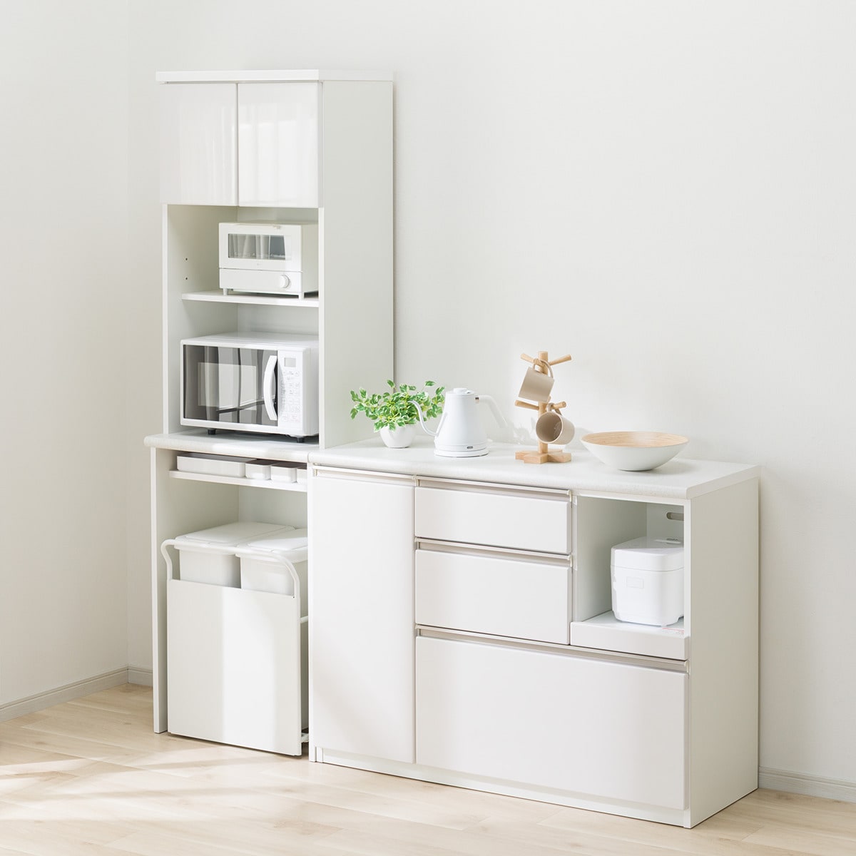 ニトリ】キッチンカウンター ホワイトキャビネット 2ドア 2引き出し