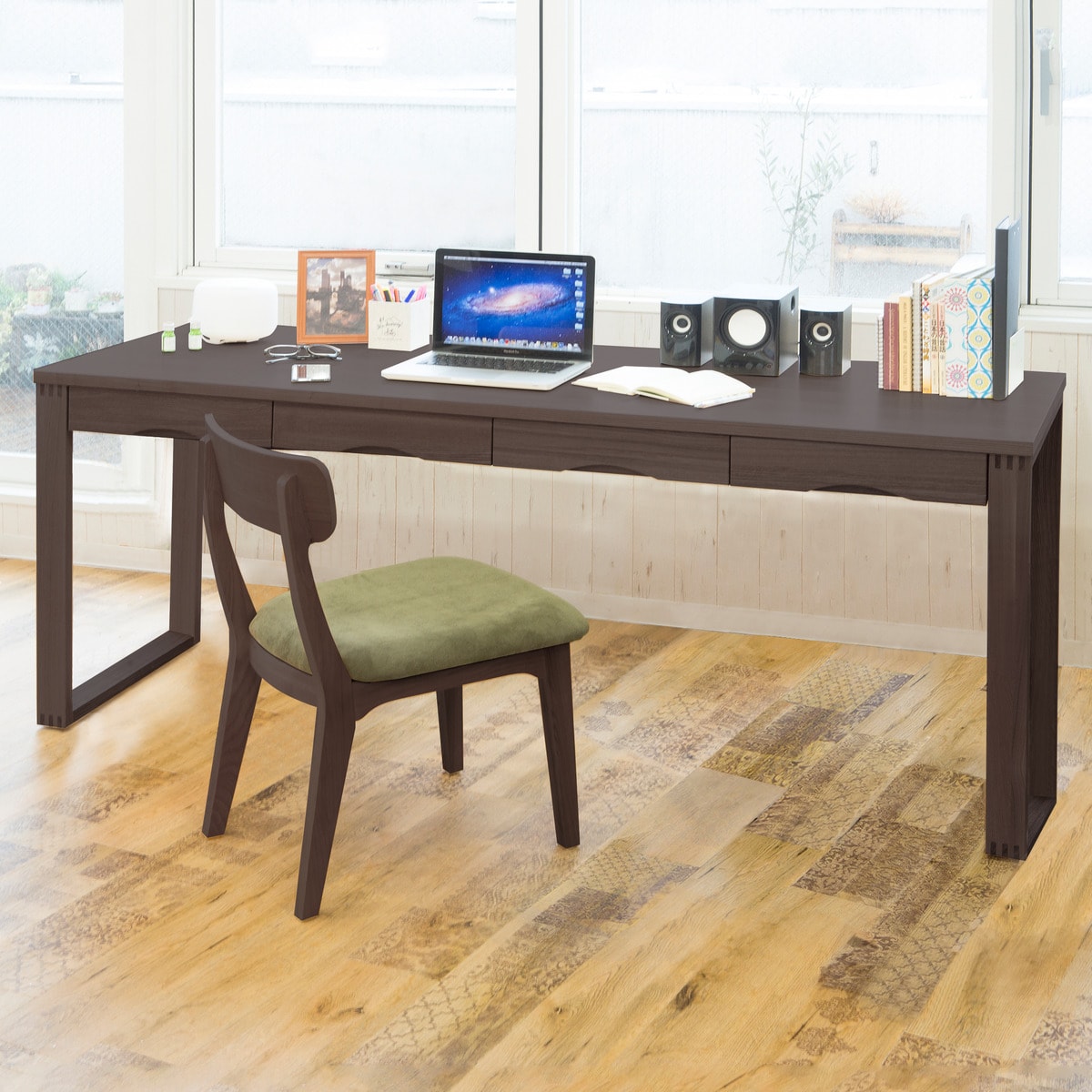 楽天市場】タモ突板の木目がうつくしい天然木デスク 奥行45cm （幅