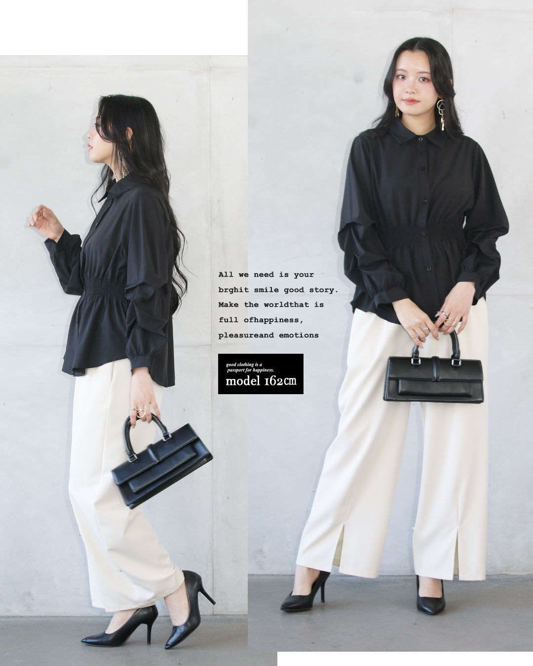 楽天市場】トップス ブラウス 長袖 シャーリング ペプラムデザイン 袖