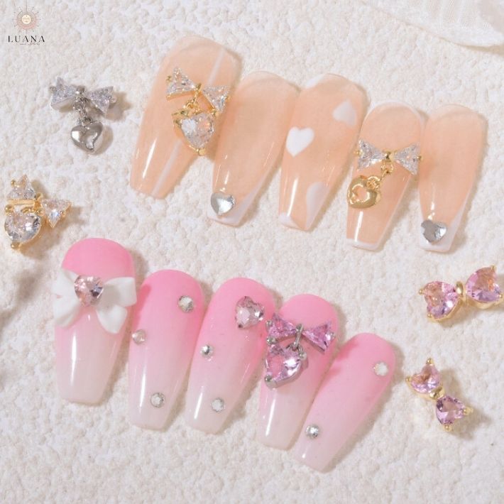 楽天市場】ポイント5倍ネイルパーツ リボン ハート 2個 ゴールド