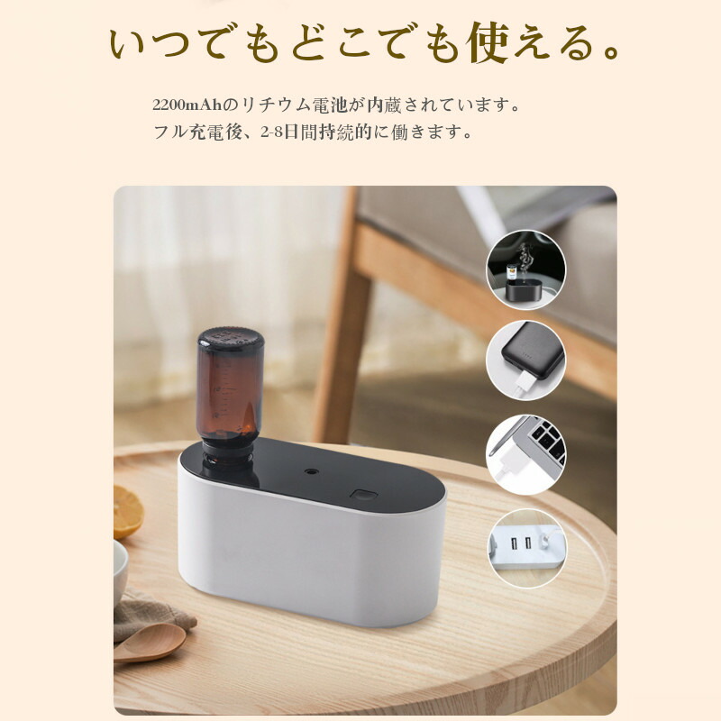 楽天市場】アロマディフューザー 水なし コードレス usb充電式