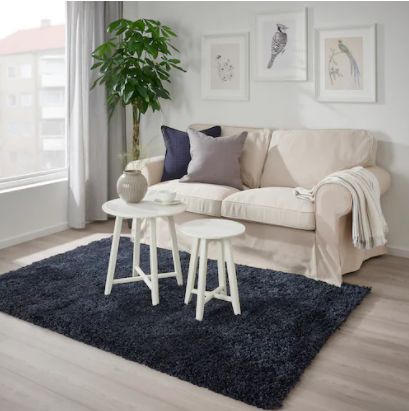 楽天市場】IKEA イケア VOLLERSLEV ラグ パイル長, ダークブルー