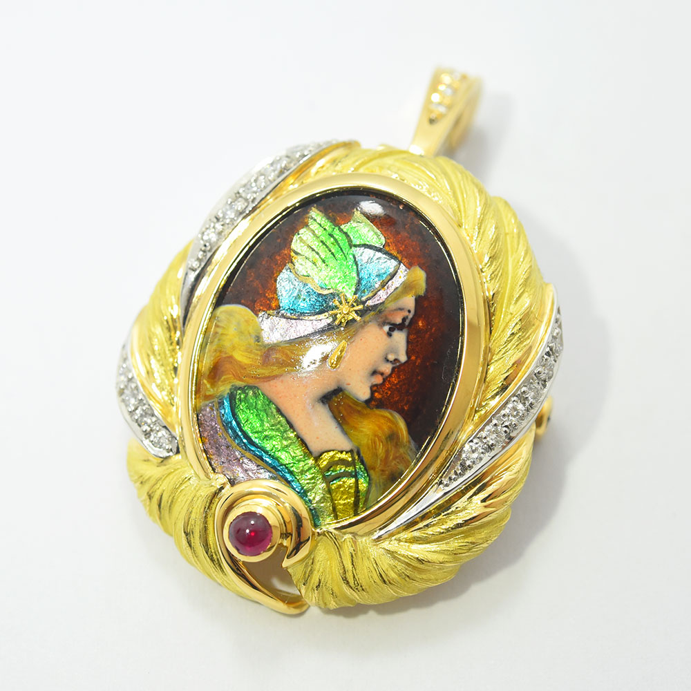 楽天市場】梶 光夫 ブローチ エマイユ MITSUO KAJI ペンダントトップ