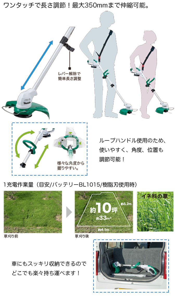 楽天市場】makita マキタ 充電式草刈機 MUR100DSH 樹脂刃タイプ