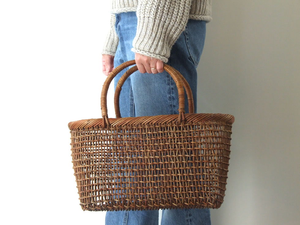 楽天市場】秋田県 あけび蔓細工 あけびかご 手提げかご 特上透かし編み