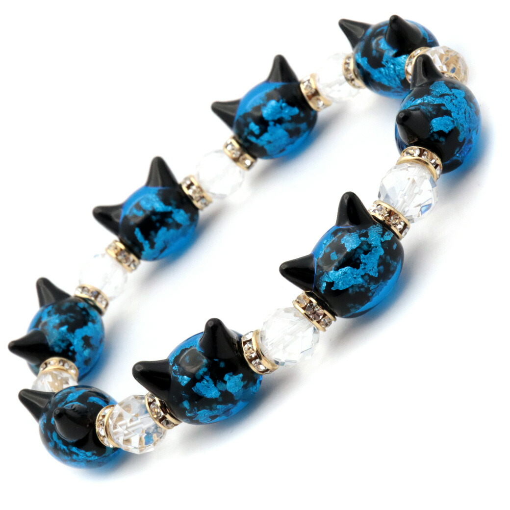 楽天市場】ホタルガラス ブレスレット 光る 夜光 猫型ビーズ 水晶 64面