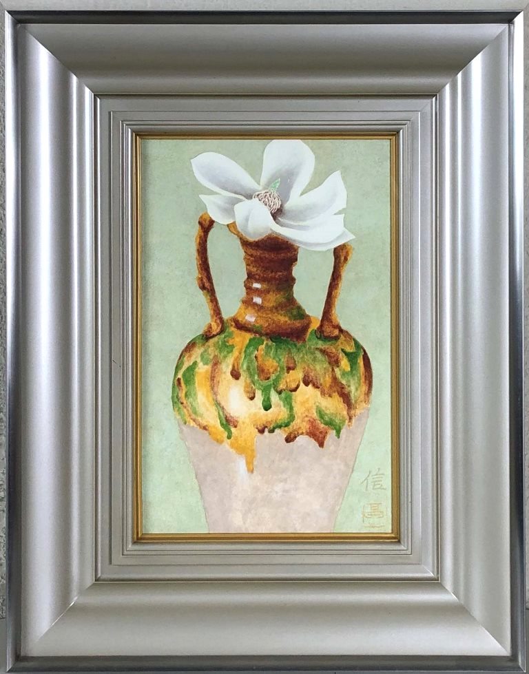 楽天市場】早坂 信 「花と三彩壺」 日本画4号 : 小野画廊