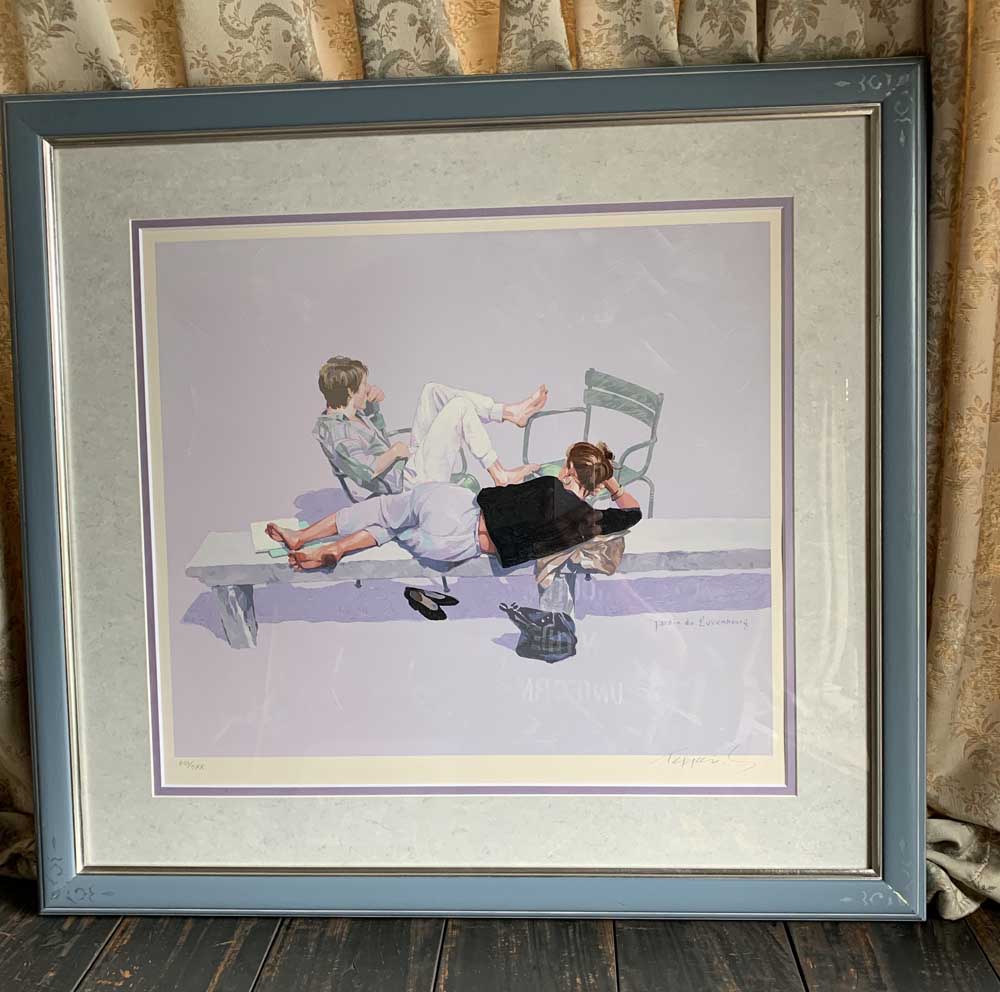 清水規「白馬清曉」 肉筆日本画 6号 共シール 額装 タトウ箱