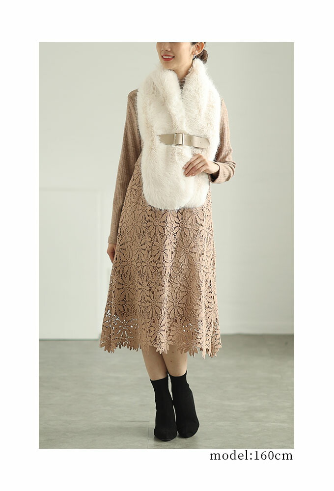 楽天市場】滑らかフェイクファーのベルト差し込みマフラー レディース