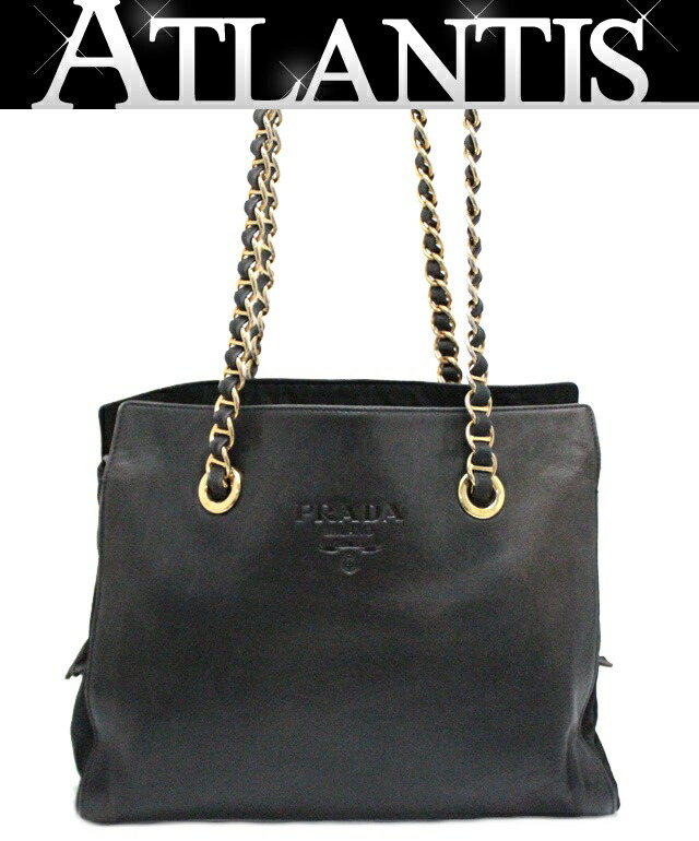楽天市場】プラダ PRADA ロゴ型押し チェーンショルダーバッグ レザー