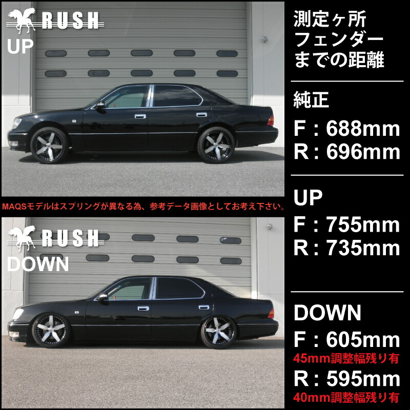 楽天市場】RUSH 車高調 UCF20 セルシオ 車高短 MAQSモデル 選べる