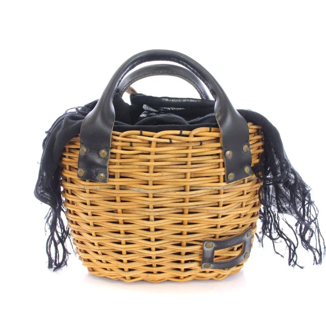 エバゴス ラタンとレザーのカゴバッグ エバゴス ラタンとレザーのカゴ