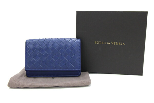 楽天市場】ボッテガヴェネタ 名刺入れ イントレチャート ブルー レザー