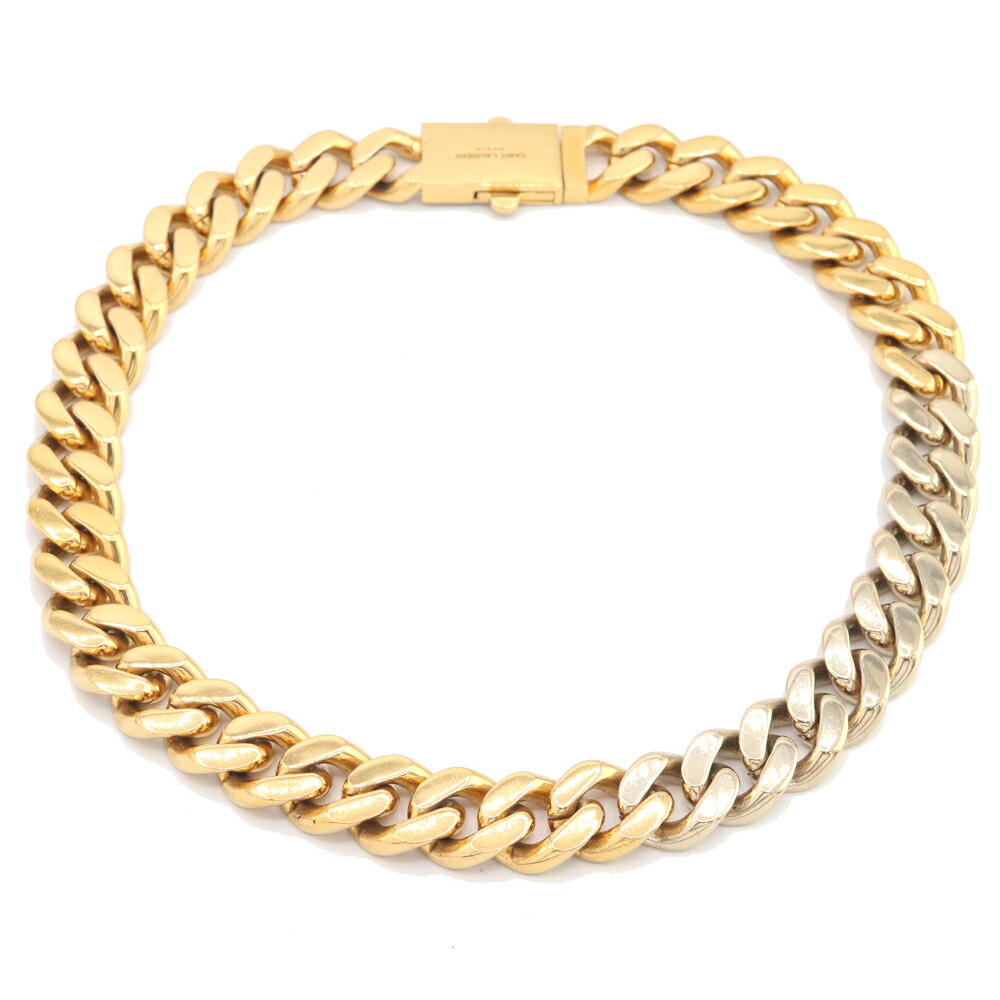 中古美品 Saint Laurent Paris チョーカー リボン シルク 925