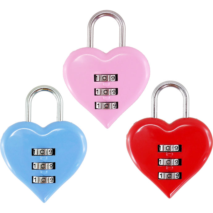 楽天市場】ハート 南京錠 3桁ダイヤル式 ハート型ダイヤルロック 盗難