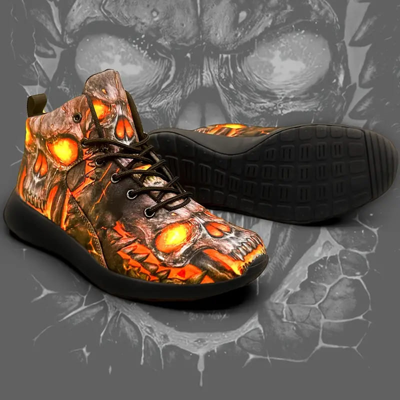 楽天市場】スカル×炎プリント シューズ 123 ブラック×レッド 靴 ヤクザ