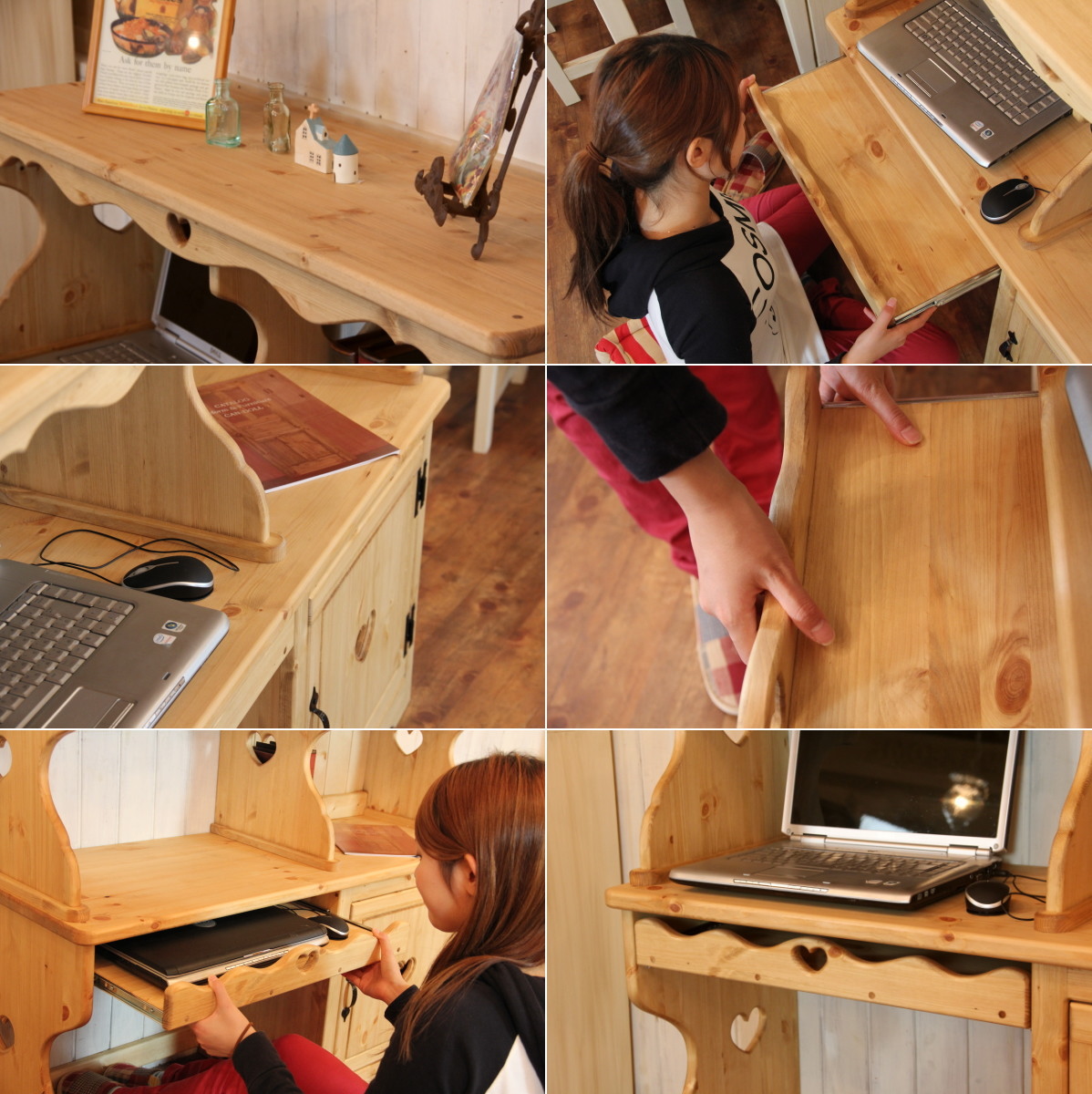 楽天市場】パソコンデスク カントリー家具 無垢 北欧 パイン材