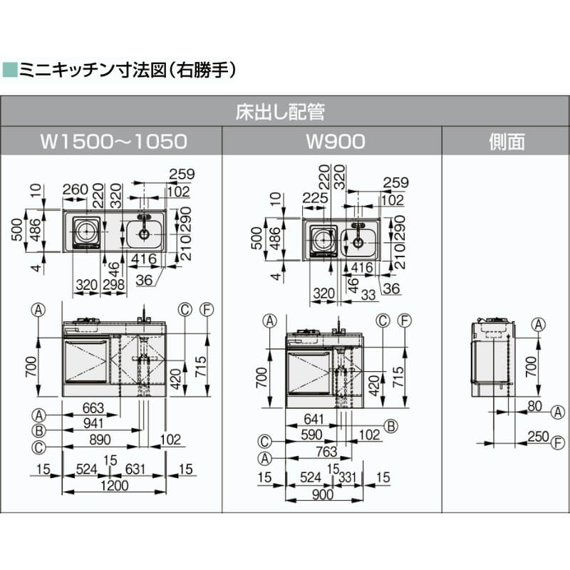 楽天市場】ミニキッチン 間口90cm フルユニット 扉タイプ コンロなし