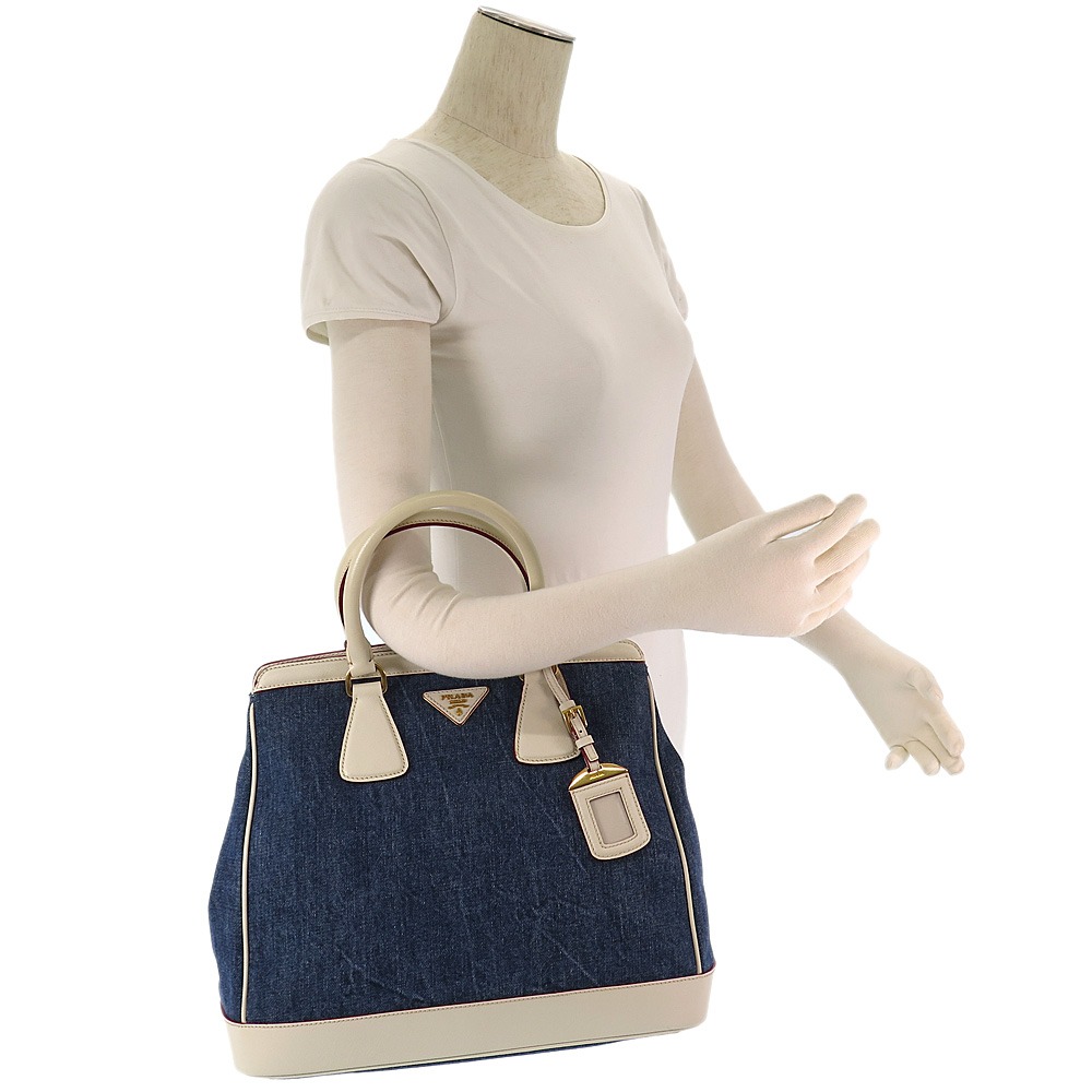 楽天市場】【中古】 プラダ デニム×サフィアーノ BN2441 ハンドバッグ