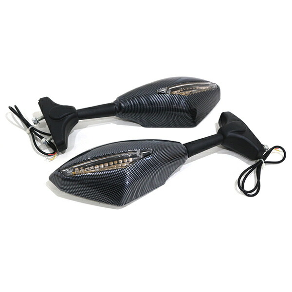 楽天市場】LED ウインカー付き バックミラー カーボン調 スクエア 左右