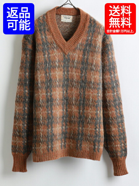 楽天市場】60's ☆ Puritan ピューリタン チェック 柄 Vネック モヘア