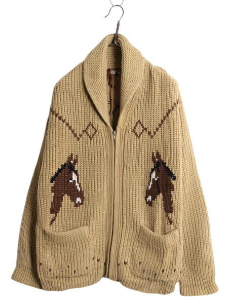 楽天市場】70s ショールカラー フルジップ カウチン ニット セーター