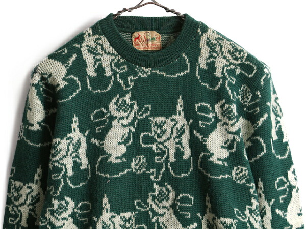 楽天市場】50s ビンテージ □ ジャガード アニマル 総柄 クルーネック