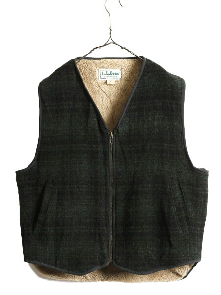 楽天市場】80s USA製 エルエルビーン 裏 ボア チェック ウール ベスト