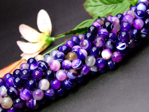 楽天市場】≪g3-984A≫○8mm○紫白縞 瑪瑙 ストライプアゲート○1連