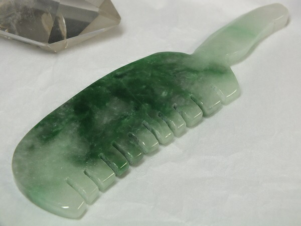 本翡翠 櫛 くし 本物保証 ミャンマー産 本翡翠 櫛 くし 本物保証