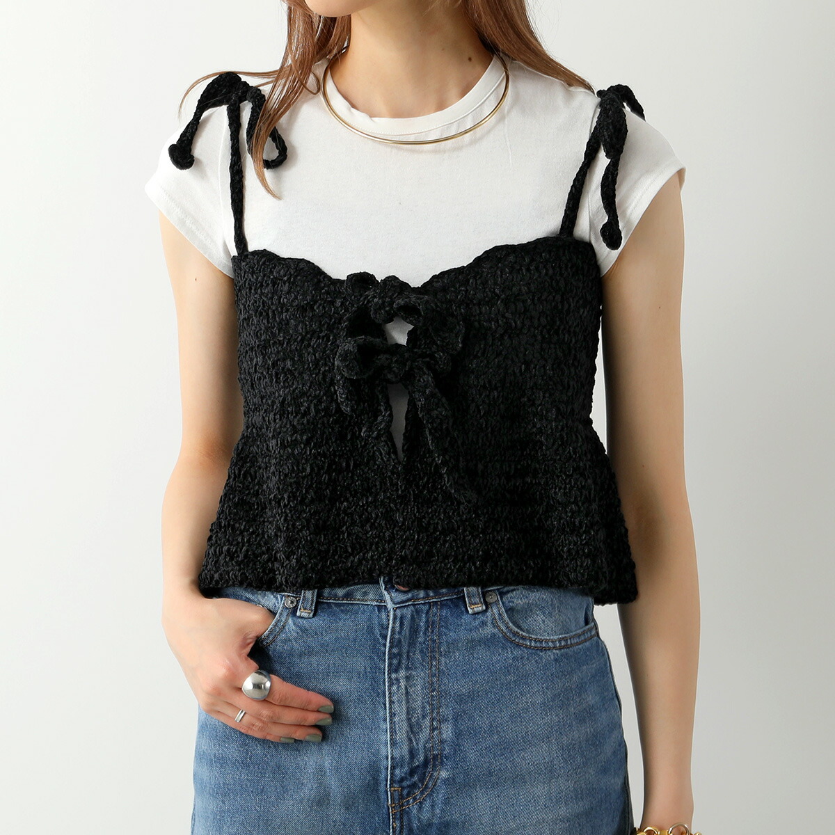 楽天市場】GANNI ガニー ビスチェ Velvet Crochet Bandeau Strap Top