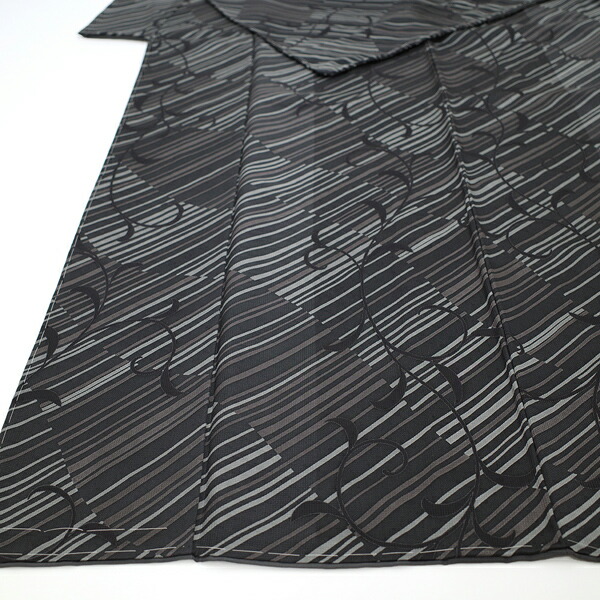 楽天市場】【新古品】 小紋 着物 正絹 袷 作家物 落款あり 黒 グレー