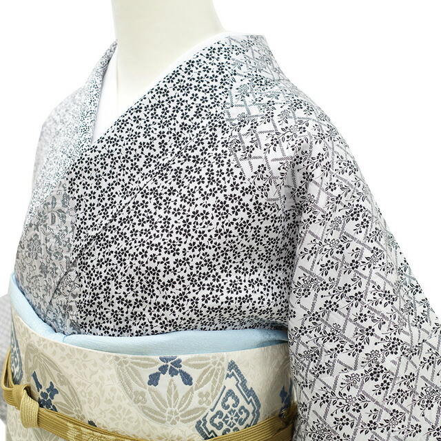 楽天市場】【新古品】 訪問着 着物 正絹 袷 ライトグレー 黒 桜 梅