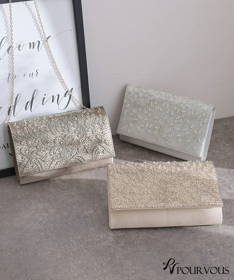 楽天市場】パーティーバッグ 結婚式 クラッチバッグ ビジュー サテン