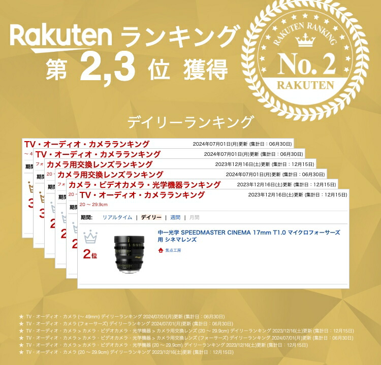 楽天市場】【P2倍+クーポン！マラソン】中一光学 SPEEDMASTER CINEMA