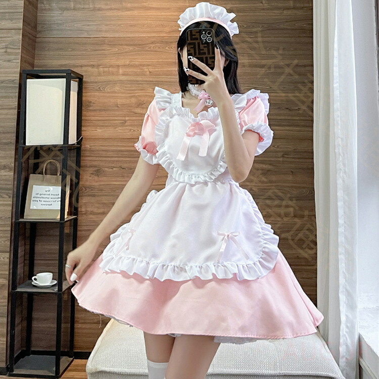 楽天市場】メイド服 コスプレ 猫 ネコ耳 かわいい フリル セクシー 赤