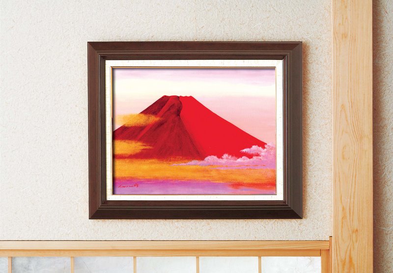 楽天市場】【スーパーSALE10％OFF】油絵 絵画 赤富士/インテリア 額